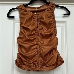 Free People Ruched bronze Sleeveless Top